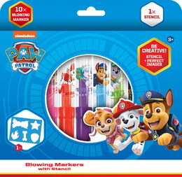 Fixy foukací 10ks se šablonou Tlapková patrola/Paw Patrol v krabičce 20x19cm