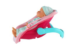 Panenka miminko plast/látka 30cm měkké tělo v nosítku/autosedačce s dudlíkem 2 barvy v blistru