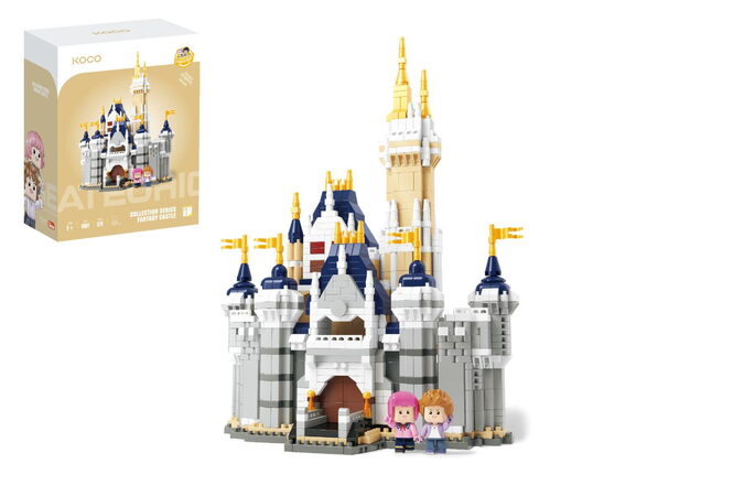 Stavebnice mini KOCO Pohádkový hrad plast 1274ks v krabičce 15x20x8cm