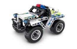 Stavebnice iM.MASTER policejní auto na zpětné natažení plast 199 dílků v krabici 29x20x6cm