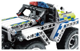 Stavebnice iM.MASTER policejní auto na zpětné natažení plast 199 dílků v krabici 29x20x6cm