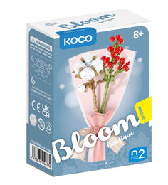 Stavebnice mini KOCO Malý pugét plast mix druhů v krabičce 8x12x4cm 12ks v boxu