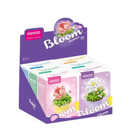 Stavebnice mini KOCO Květina v květináči plast 6 druhů v krabičce 10x14x6cm 6ks v boxu