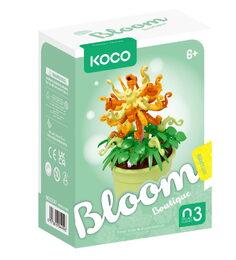 Stavebnice mini KOCO Květina v květináči plast 6 druhů v krabičce 10x14x6cm 6ks v boxu