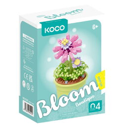 Stavebnice mini KOCO Květina v květináči plast 6 druhů v krabičce 10x14x6cm 6ks v boxu