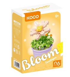 Stavebnice mini KOCO Květina v květináči plast 6 druhů v krabičce 10x14x6cm 6ks v boxu