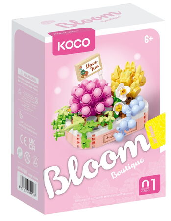 Stavebnice mini KOCO Květinové aranžmá sukulentů plast 249 dílků v krabičce 11x15x6cm