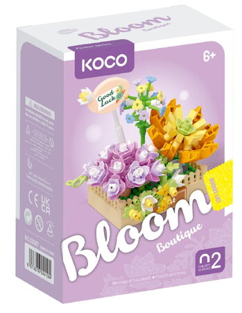 Stavebnice mini KOCO Květinové aranžmá sukulentů plast 295 dílků v krabičce 11x15x6cm