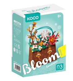 Stavebnice mini KOCO Květina v kabelce plast 267ks v krabičce 11x15x6cm