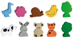 Sada dřevěných zvířátek 10ks v krabičce 15x15x4cm