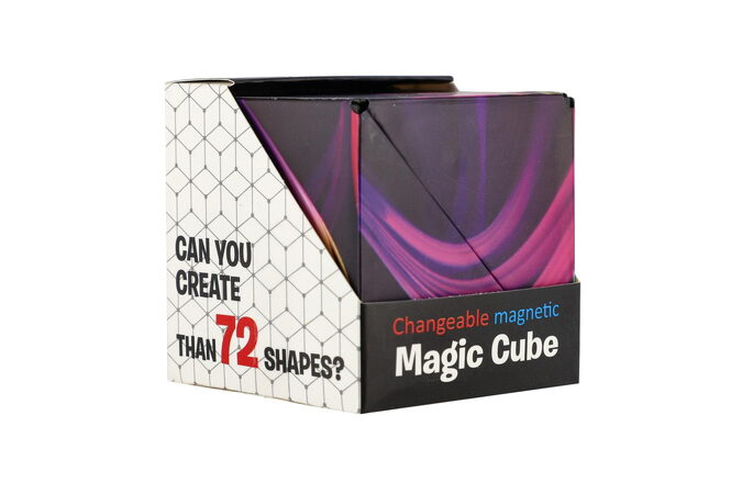 Hlavolam kostka magnetická duhová plast mix druhů v krabičce 6x6x6cm