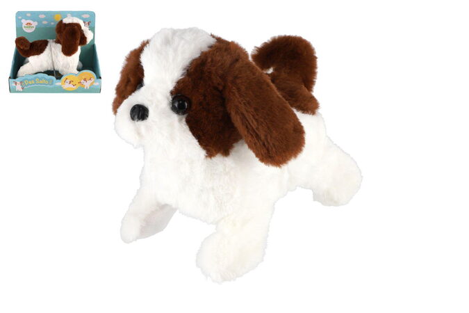 Pes Salto skákací chodící 19cm na baterie se zvukem v krabici 23x19x15cm