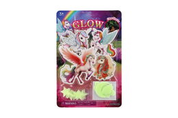 Jednorožci na zeď/stop svítící ve tmě papír/plast 2 druhy na kartě