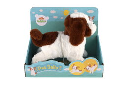 Pes Salto skákací chodící 19cm na baterie se zvukem v krabici 23x19x15cm