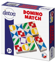Domino match společenská hra dřevo v krabičce 15x15x3,5cm