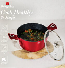 BERLINGERHAUS Sada nádobí s mramorovým povrchem 18 ks Burgundy Metallic Line BH-7035