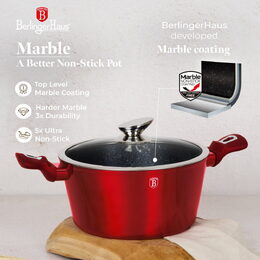 BERLINGERHAUS Sada nádobí s mramorovým povrchem 18 ks Burgundy Metallic Line BH-7035