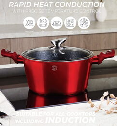 BERLINGERHAUS Sada nádobí s mramorovým povrchem 18 ks Burgundy Metallic Line BH-7035