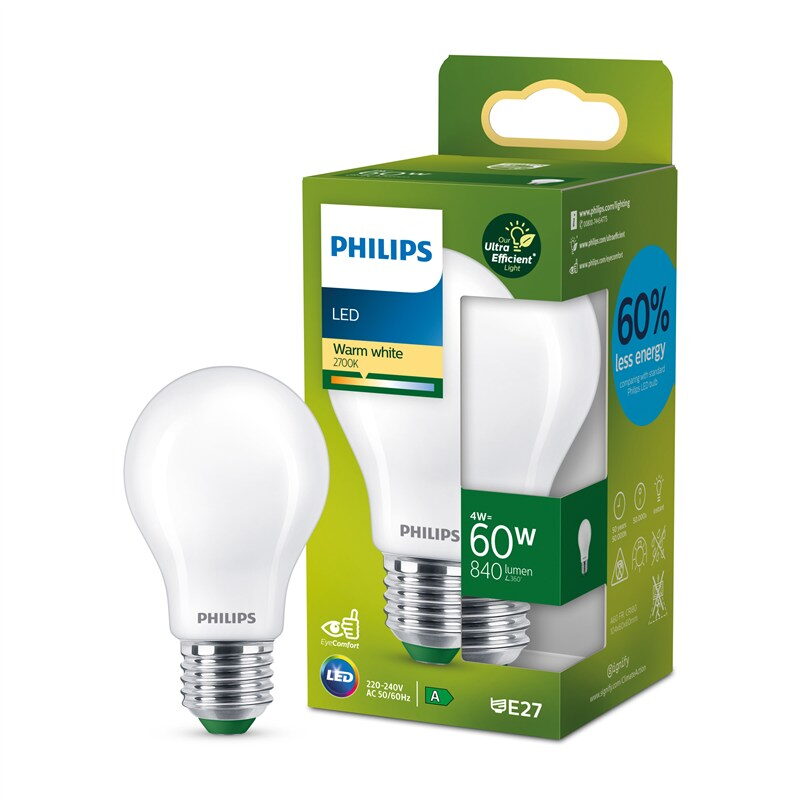 Žárovka LED Philips 60W, A60, E27, teplá bílá