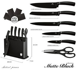 BERLINGERHAUS Sada nožů s nepřilnavým povrchem 11 ks ve stojanu Black silver Collection BH-2492