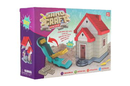 Stavebnice dům s pískem plast s doplňky v krabici 28x19x8cm