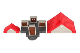 Stavebnice dům s pískem plast s doplňky v krabici 28x19x8cm