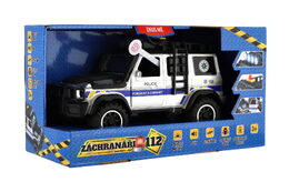 Auto záchranáři policie terénní plast 23x14cm na setrvačník na baterie se světlem se zvukem v krabic