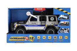 Auto záchranáři policie terénní plast 23x14cm na setrvačník na baterie se světlem se zvukem v krabic