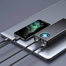 Power banka Baseus Amblight QC 30000mAh 65W černá s kabelem USB-C - USB-C 1m 100W