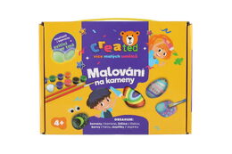 Malování na kameny/oblázky svítící ve tmě s barvami se štětci CREATED s doplňky v krabičce 19x14x5cm