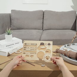 RoboTime 3D dřevěné mechanické puzzle Pirátský dalekohled