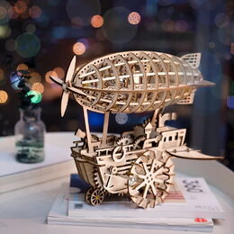RoboTime 3D dřevěné mechanické puzzle Fantastická vzducholoď