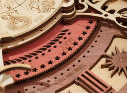 RoboTime 3D dřevěné mechanické puzzle Hodiny s kalendářem