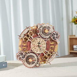 RoboTime 3D dřevěné mechanické puzzle Hodiny s kalendářem