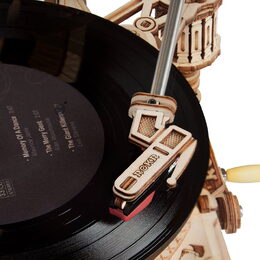 RoboTime 3D dřevěné mechanické puzzle Gramofon (elektrický pohon)
