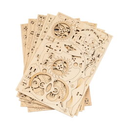 RoboTime 3D dřevěné mechanické puzzle Soví hodiny