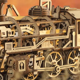 RoboTime 3D dřevěné mechanické puzzle Parní lokomotiva