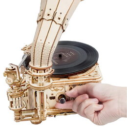 RoboTime 3D dřevěné mechanické puzzle Gramofon (elektrický pohon)