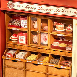 RoboTime 3D dřevěná skládačka Miniatura domečku Medová cukrárna