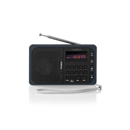 Nedis RDFM2225BK - FM Rádio | 2 W | Napájení Accu / Napájení z USB | Digitální | 2 W | Velikost obrazovky: 1.77 "