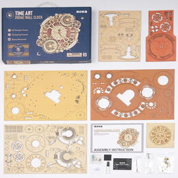 RoboTime 3D dřevěné mechanické puzzle Hodiny s kalendářem