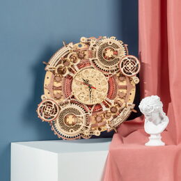 RoboTime 3D dřevěné mechanické puzzle Hodiny s kalendářem