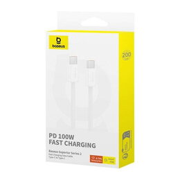 Kabel Baseus Superior 2 USB-C/USB-C 2m 100W bílý