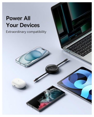 Navíjecí kabel Baseus Free2Pull USB-C/USB-C s nastavitelnou délkou až 2m 100W černý