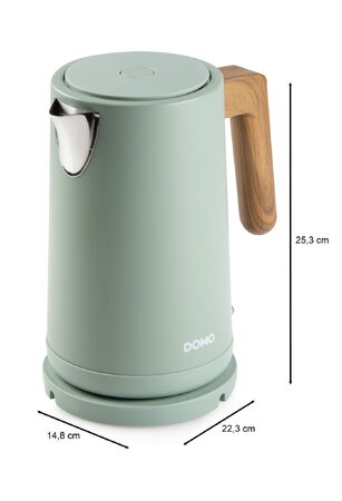 Rychlovarná konvice - nerez, zelená WOOD YOU - DOMO DO9282WK, Objem: 1,7 l, Přík