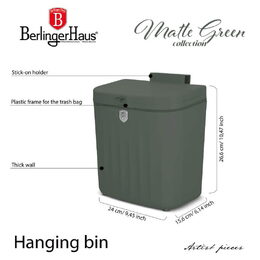 BERLINGERHAUS Koš odpadkový závěsný 7 l Matte Green Collection BH-8889