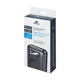 Riva Power VA1082 powerbanka 20000mAh PD 65W s LCD pro notebooky, černá
