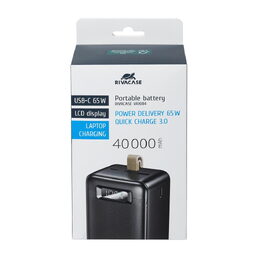 Riva Power VA1084 powerbanka 40000mAh PD 65W s LCD pro notebooky, černá