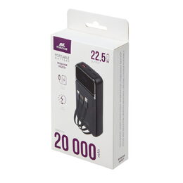 Riva Power VA2221 powerbanka 20000mAh QC/PD, 3 integrované kabely, černá