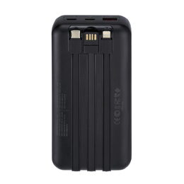 Riva Power VA2221 powerbanka 20000mAh QC/PD, 3 integrované kabely, černá